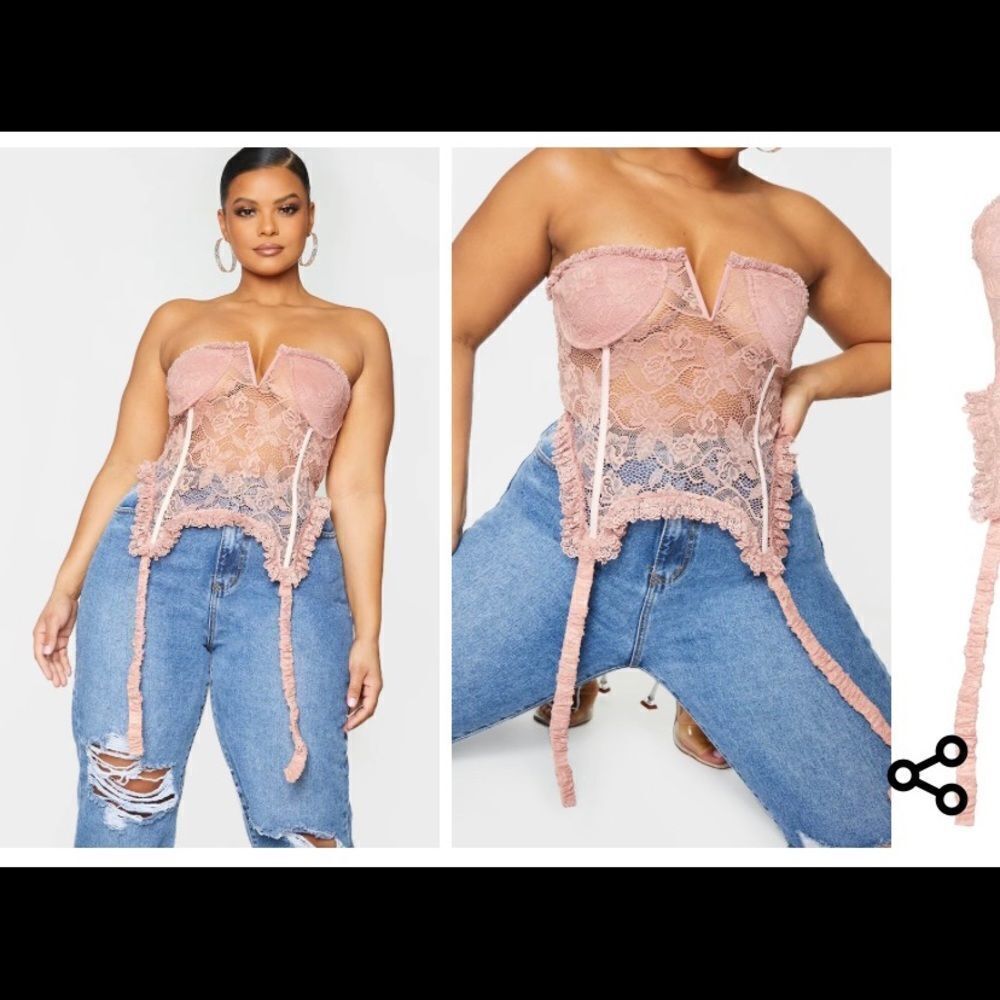 PrettyLittleThing Rose Lace Bandeau Corset Top 26